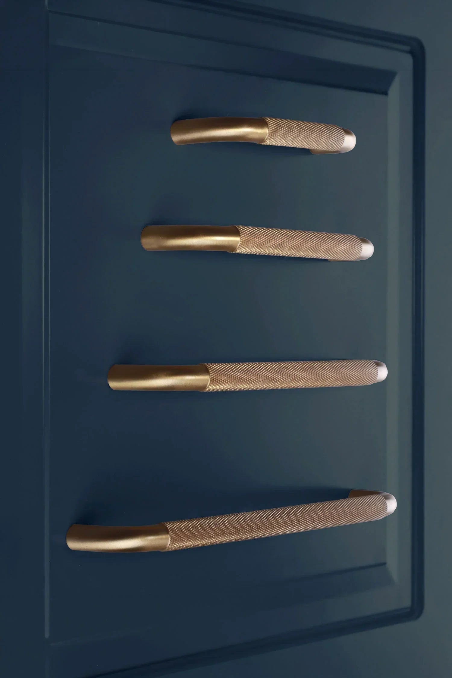 Chesterfield Knurled Brass D Handle, Satin — lifestyle view, G Decor