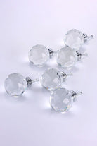 Round Diamond-Cut Crystal Glass Cabinet Knobs Set of 6 — view 5, G Decor