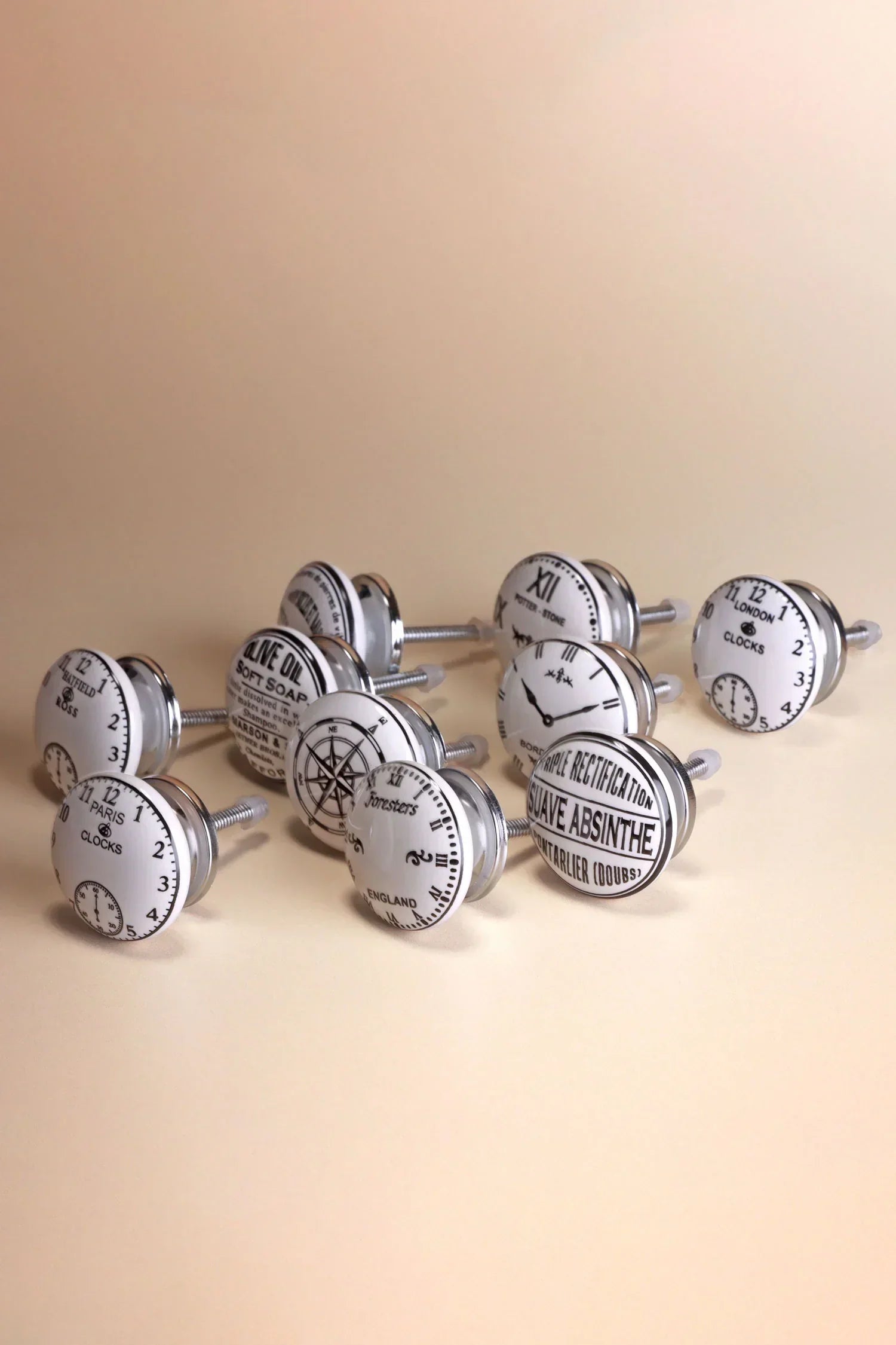 Time Clockmaker Collection Ceramic Cabinet Knobs Set of 10 — view 5, G Decor