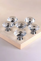 Diamond-Cut Clear Crystal Glass Cabinet Knobs, Set of 6 — lifestyle view, G Decor
