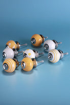 Sunny Yellow Hand-Painted Ceramic Cabinet Knobs, Set of 8 — view 6, G Decor