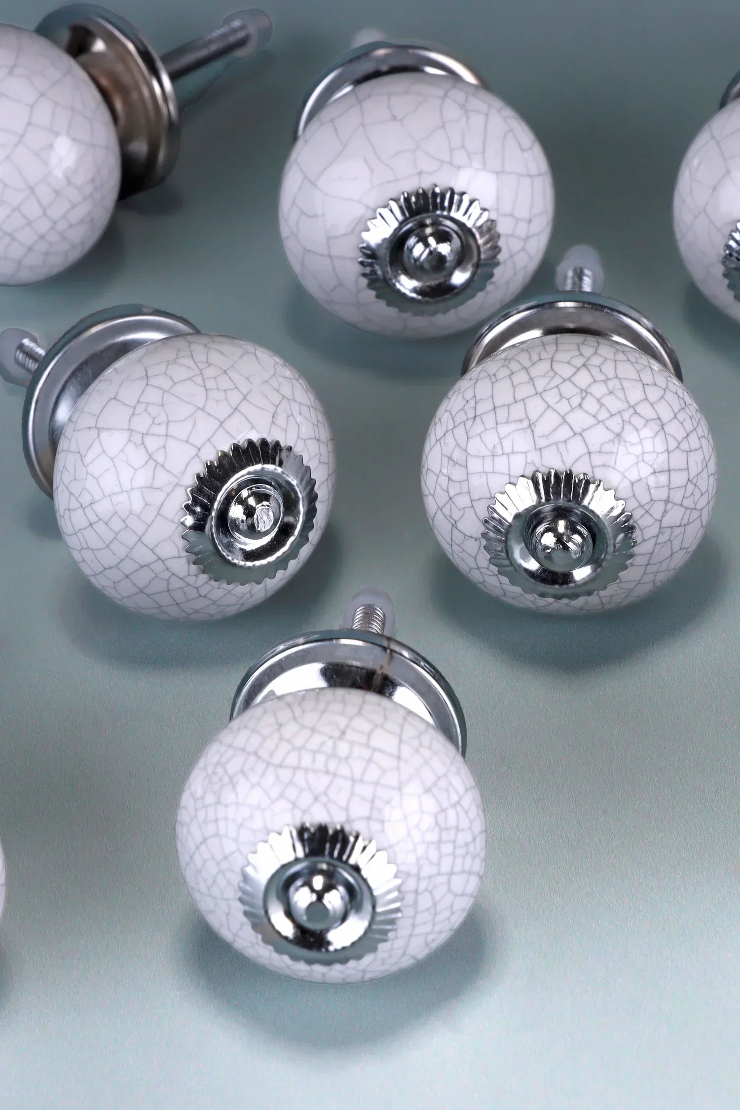 Pure White Crackle Ceramic Cabinet Knobs Set of 8 — alternate view, G Decor