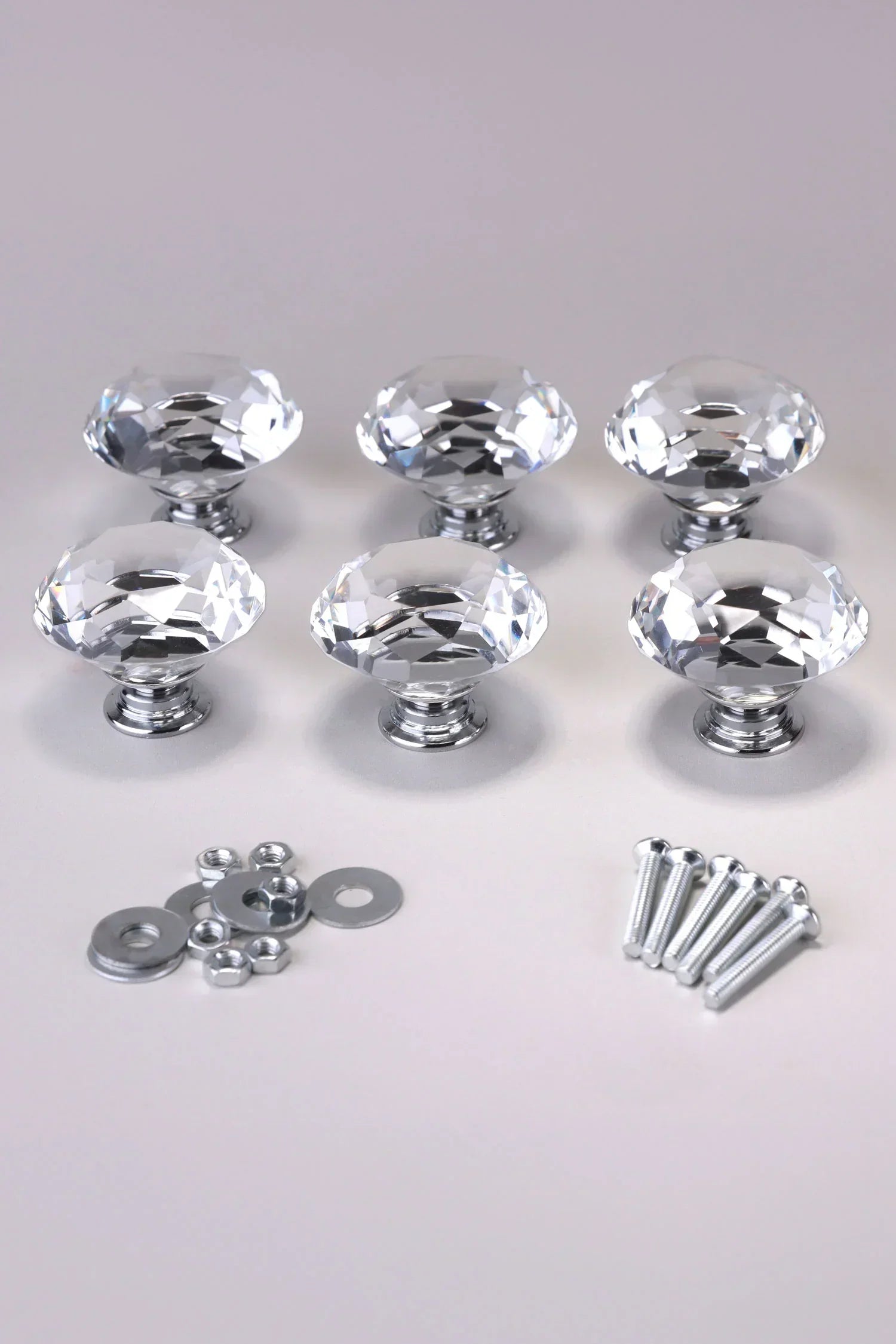 Diamond-Cut Clear Crystal Glass Cabinet Knobs, Set of 6 — view 6, G Decor