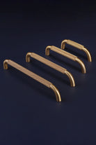 Chesterfield Knurled Brass D Handle, Satin — close-up view, G Decor
