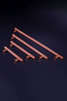 Chelsea Diamond-Knurled Brass Bar Pull Handle in Rose Brass — close-up view, G Decor