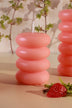 Strawberry Lip Balm Pebble Bubble Stack Sculptural Pillar Candle — lifestyle view, G Decor