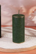 Fern Green and Gold Antique-Style Pillar Candle