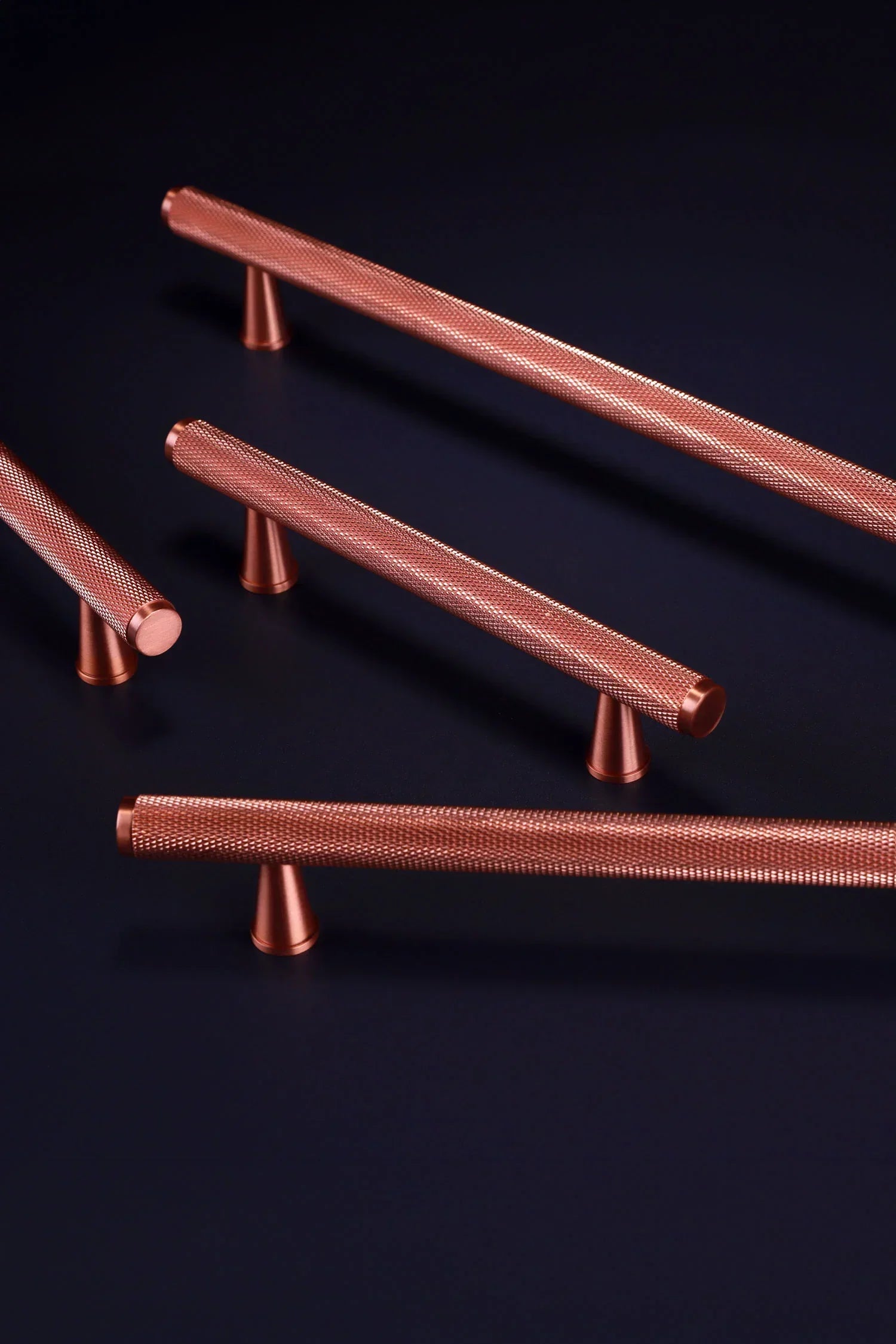 Chelsea Diamond-Knurled Brass Bar Pull Handle in Rose Brass — view 5, G Decor