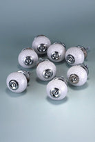 Pure White Crackle Ceramic Cabinet Knobs Set of 8 — close-up view, G Decor