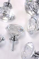 Diamond-Cut Clear Crystal Glass Cabinet Knobs, Set of 6 — close-up view, G Decor