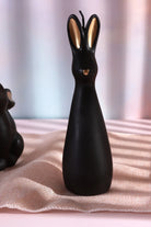 Black and Gold Velvet Hare and Bunny Sculptural Candle — lifestyle view, G Decor