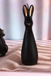 Black and Gold Velvet Hare and Bunny Sculptural Candle — lifestyle view, G Decor