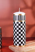 Monochrome Check Luxe Pillar Candle in Black and White with Gold