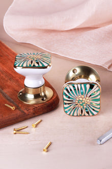 Boutons de porte à mortaise Milano Signature en céramique peints à la main — Laiton
