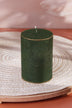 Fern Green and Gold Antique-Style Pillar Candle