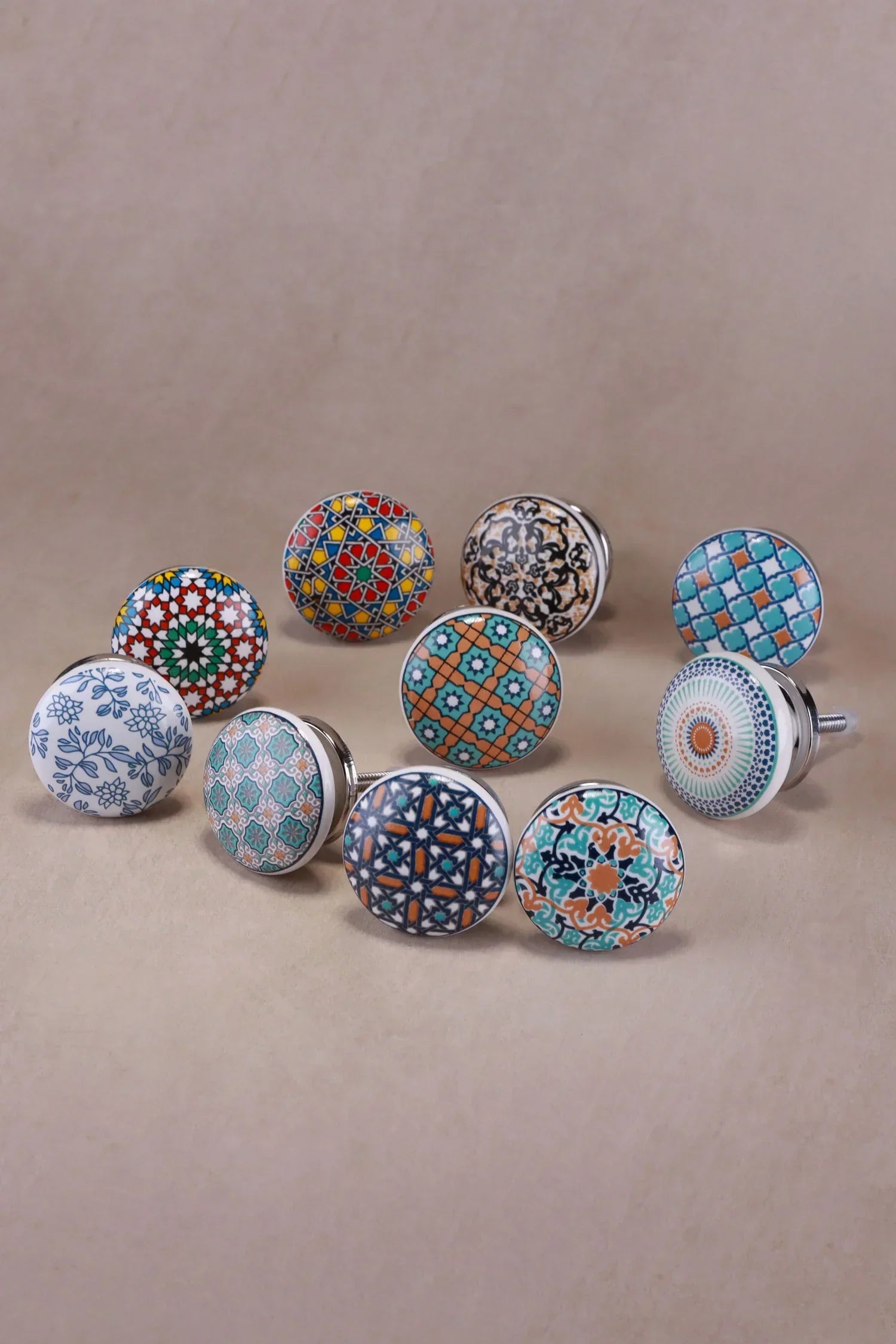 Positive Energy Iconic Collection Ceramic Cabinet Knobs Set of 10 — close-up view, G Decor
