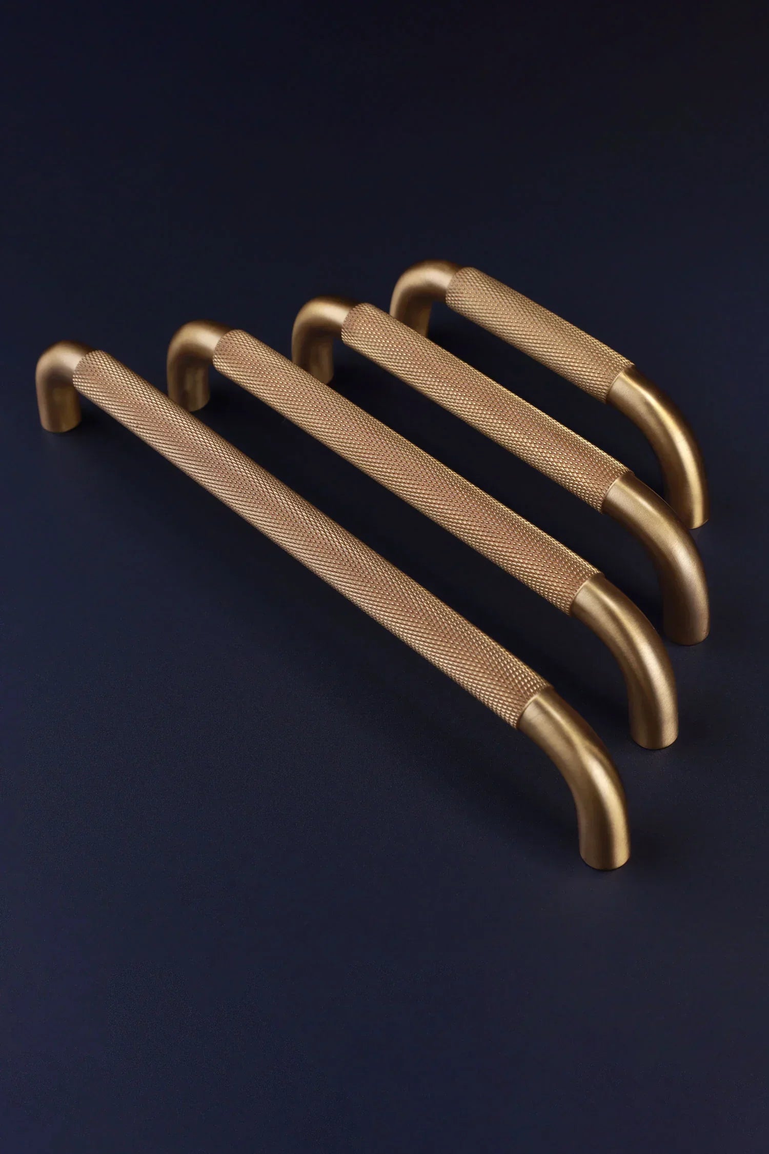 Chesterfield Knurled Brass D Handle, Satin — alternate view, G Decor
