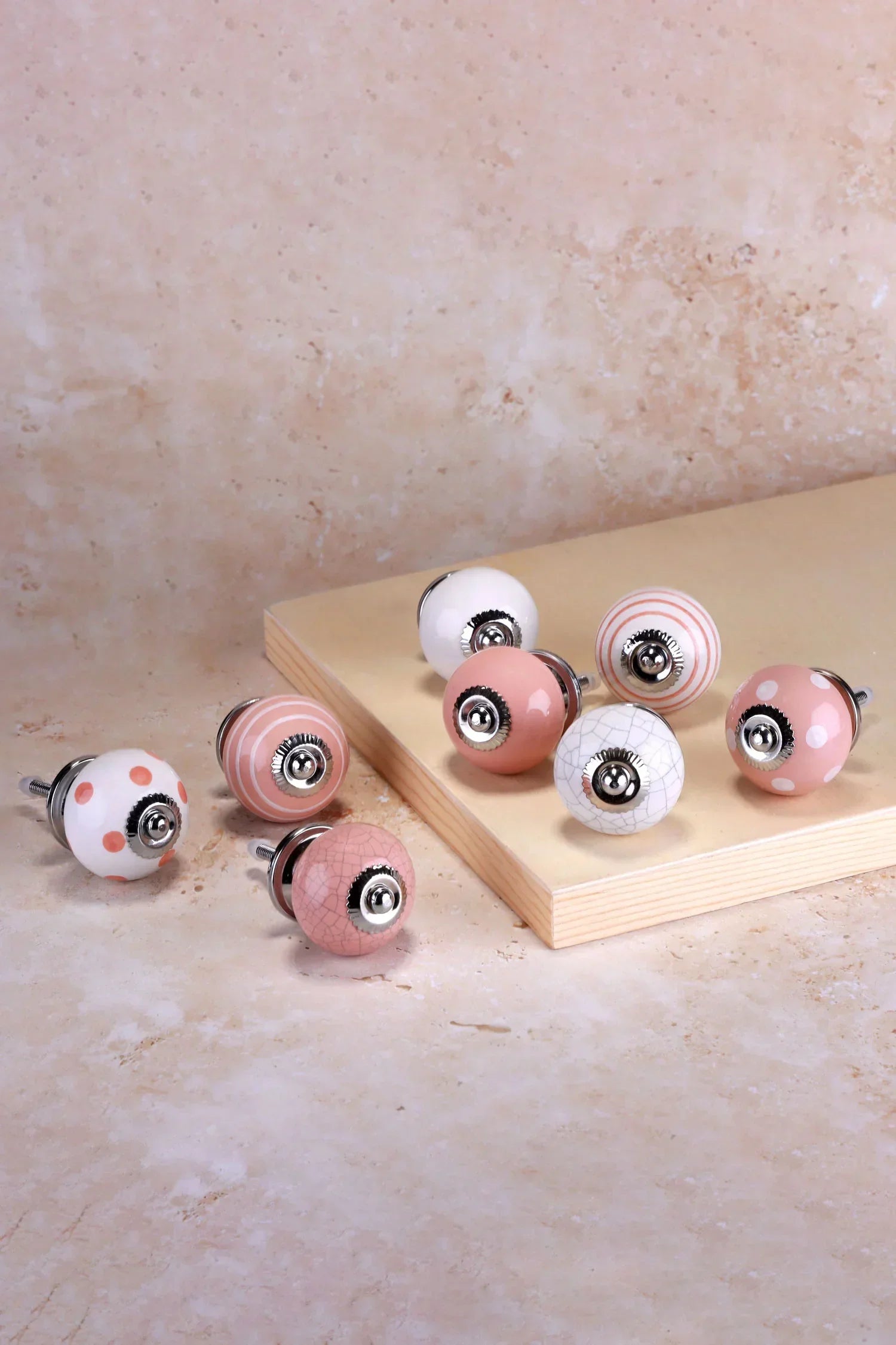 Pastel Pink Hand-Painted Ceramic Cabinet Knobs Set of 8 — G Decor