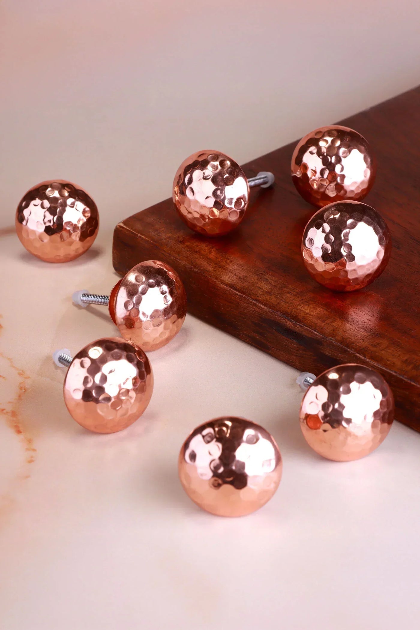 Verona Hand-Hammered Copper Cabinet Knobs Set of 8
