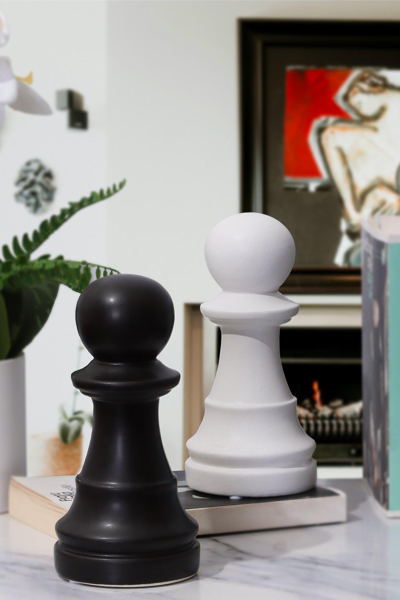 White and Black Large Chess Pawn Piece Decorative Statues - G Decor