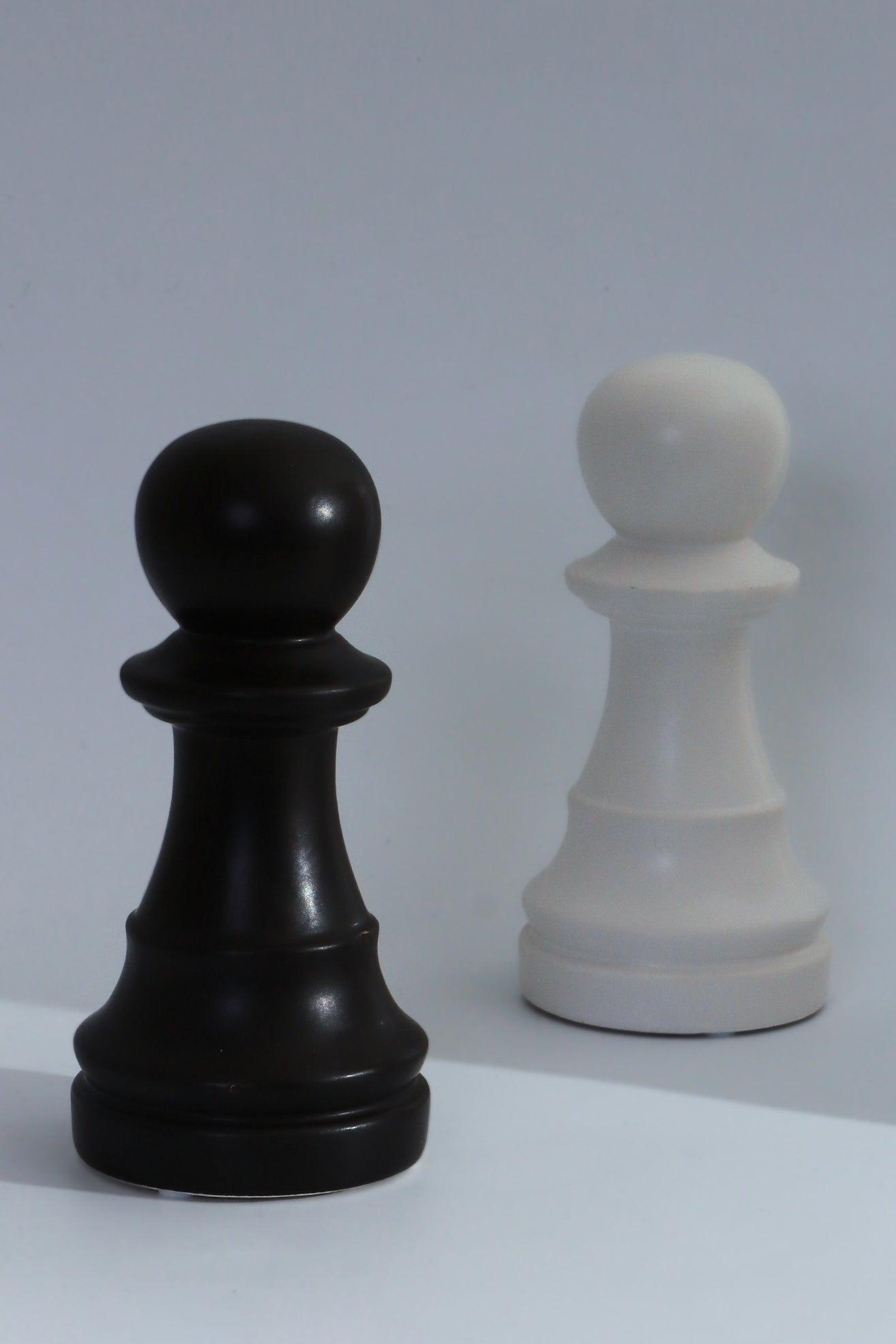 White and Black Large Chess Pawn Piece Decorative Statues - G Decor