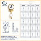 Size drawing of the ceramic letter hook: 36 mm (1.42 in) wide, 90 mm (3.54 in) tall, sticks out 43 mm (1.69 in) from the wall; the same size for every letter A to Z