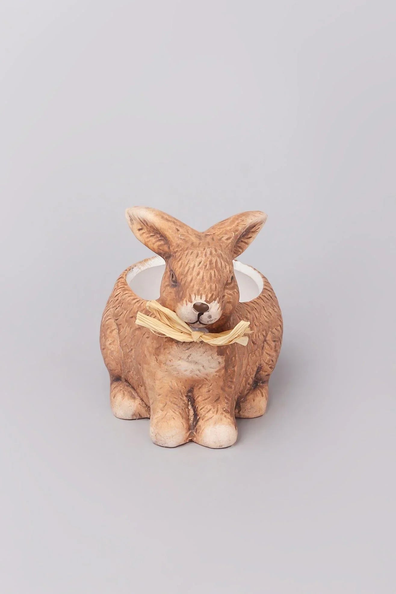 Hand-Painted Ceramic Rabbit Planter — close-up view, G Decor