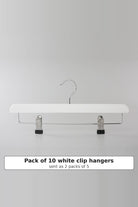 White wooden clip hanger with two metal clips, sold as a pack of 10 (sent as 2 packs of 5)