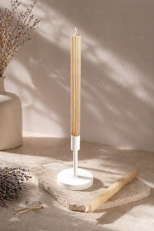 Velluto Noce Verde Set of 2 Extra Tall Ribbed Velvet Taper Candles