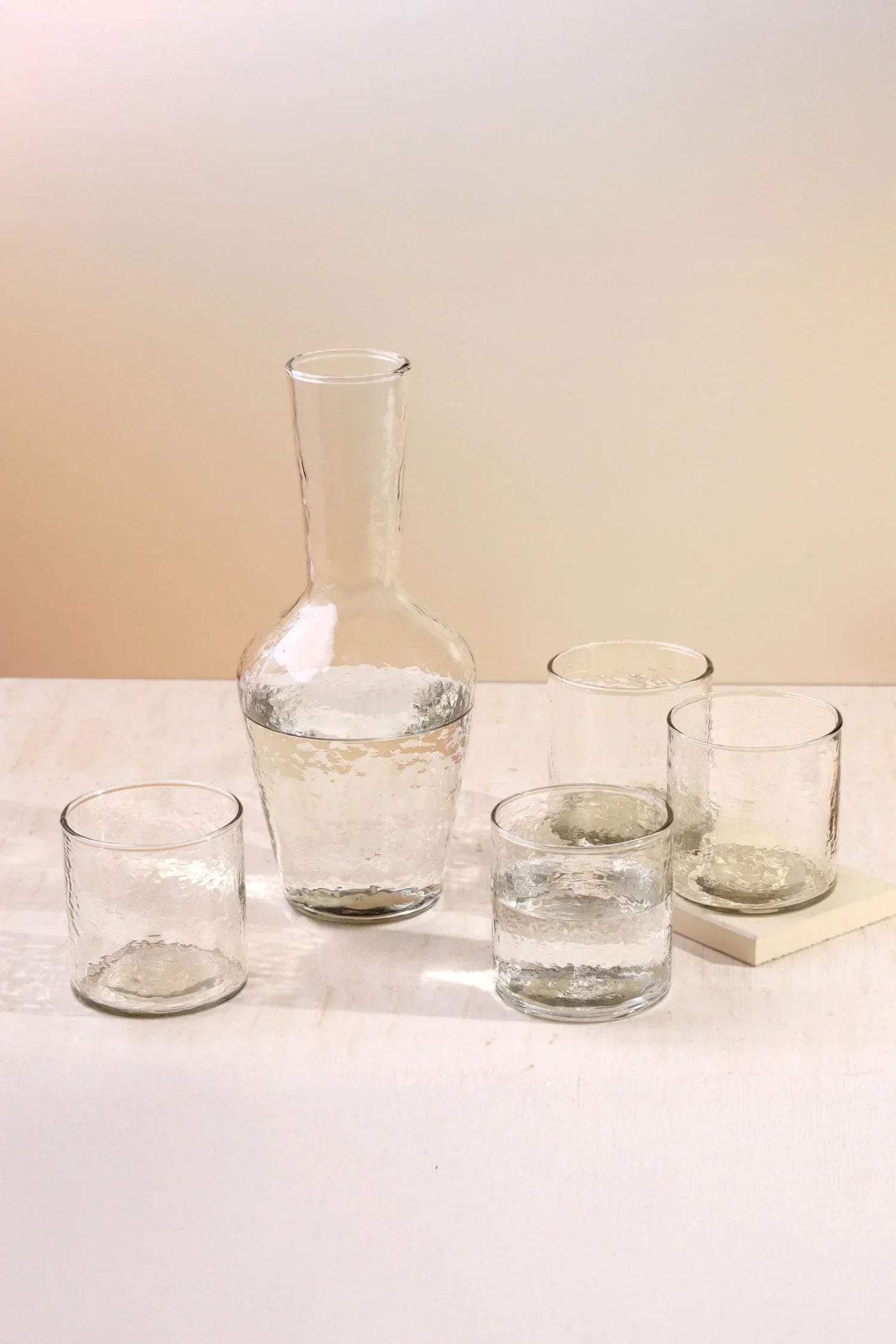 Yaki Hammered Glass Tumblers or Jug Set of 4