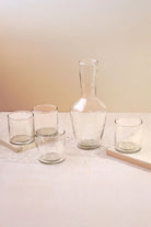 Yaki Handmade Hammered Glass – Set of 4 Tumblers or Jug, Artistic Design for Water, Juice & Table Use - G Decor