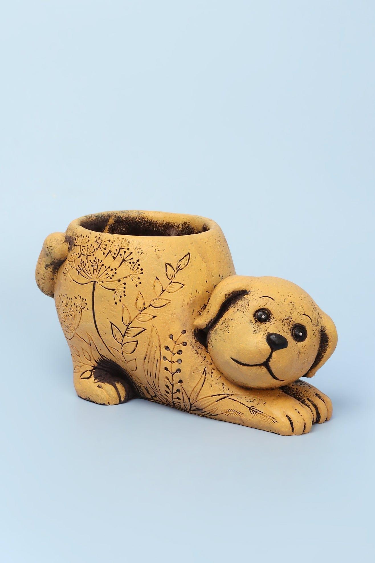 Yellow Dog Cement Planter - G Decor