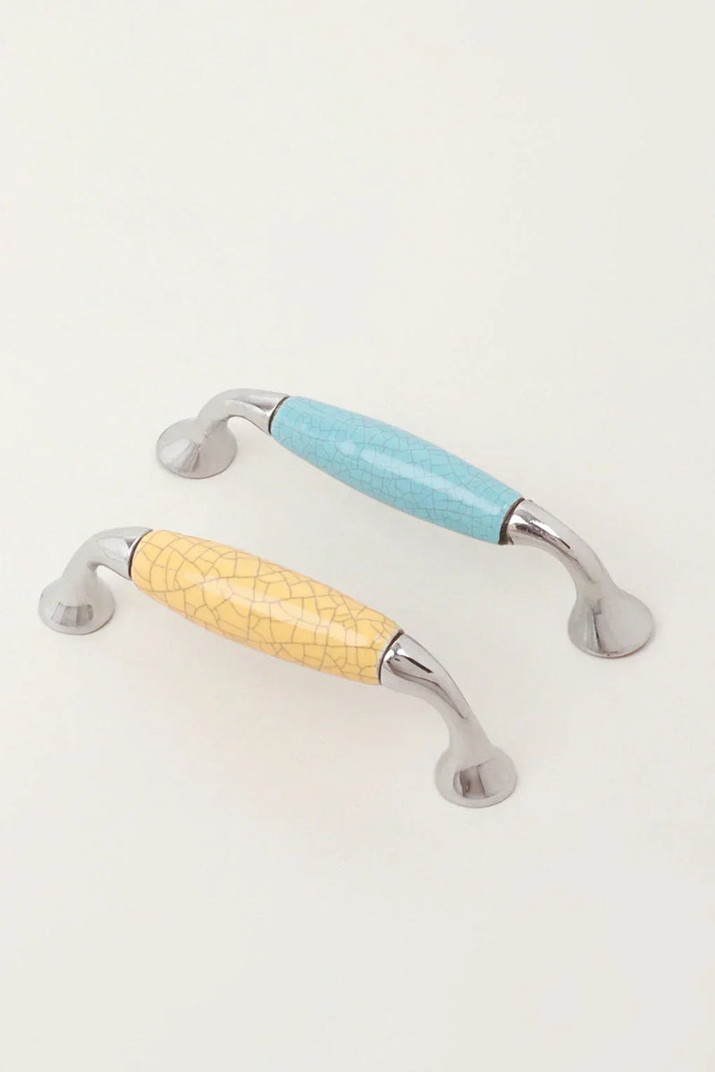 Quiet Living Hand-Painted Crackle Ceramic Pull Handle in Soft Pastel