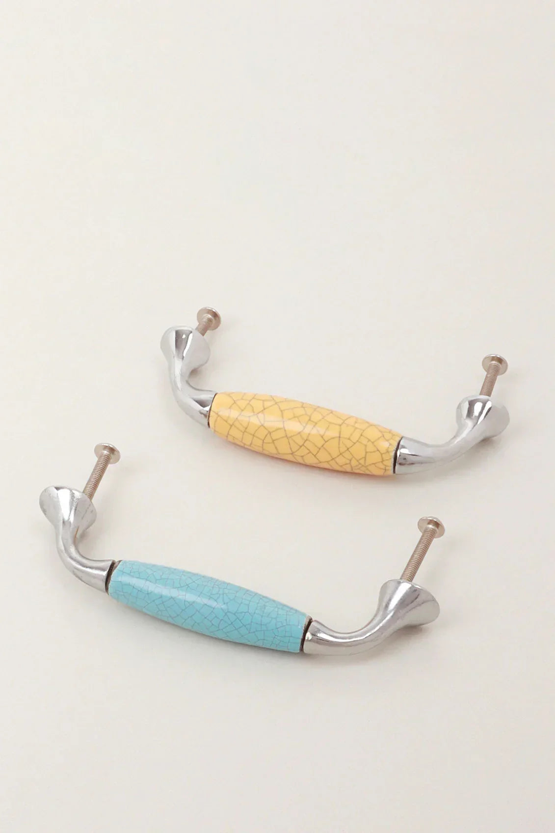 Quiet Living Crackle Ceramic Pull Handle in Soft Pastel — alternate view, G Decor