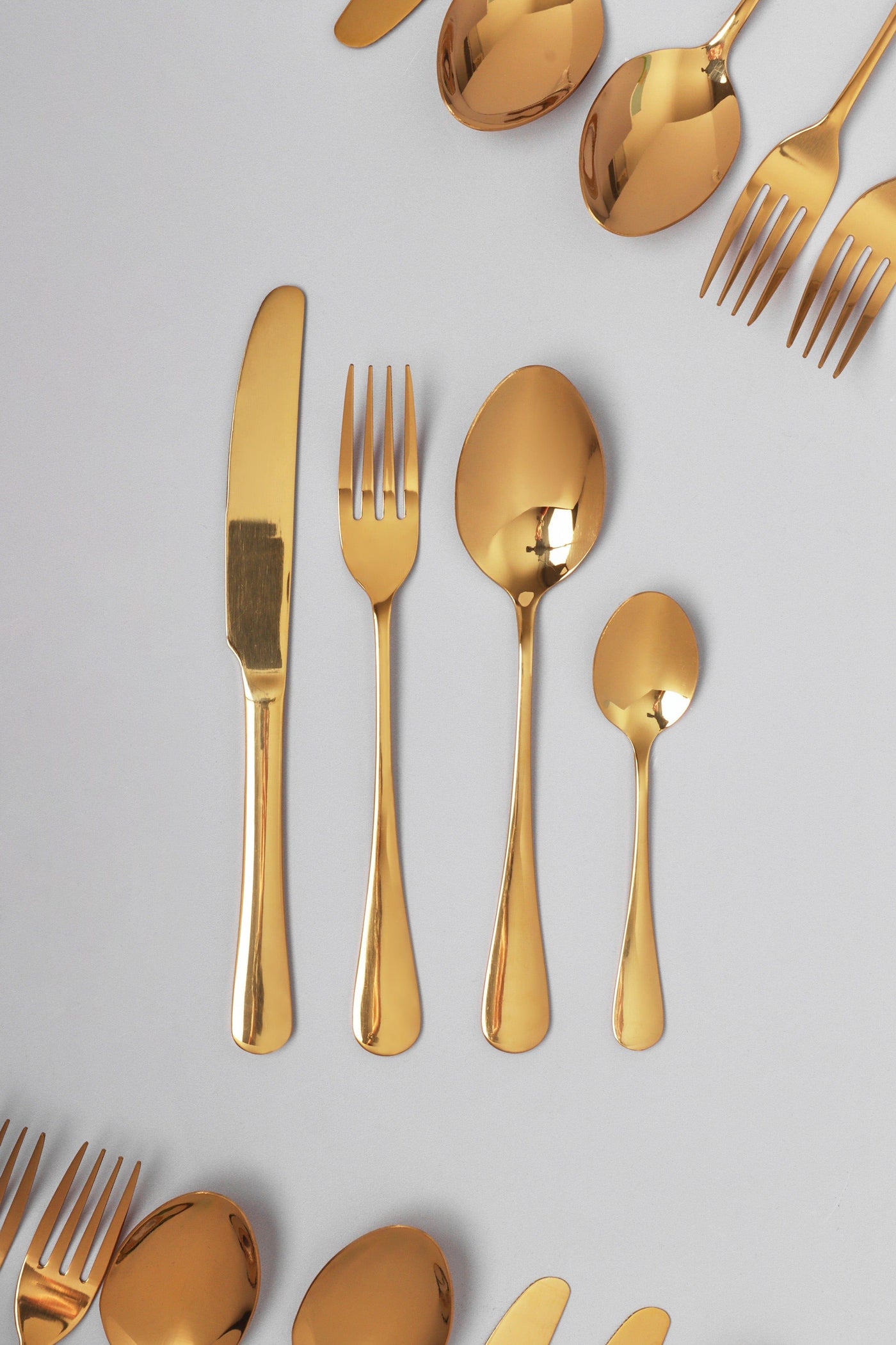 24 Piece Vermont Gold Metal Stainless Steel Flatware Cutlery Set Gift Box - G Decor