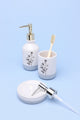 3-Piece White Cream Gold + Chrome Bathroom Set Artistic Flowers - G Decor