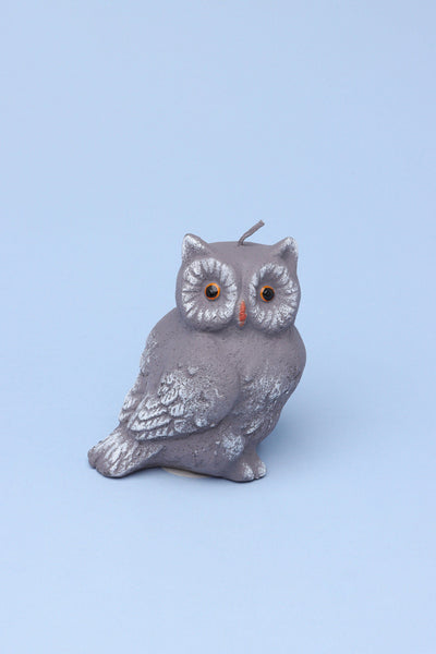 Gdecorstore Candles & Candle Holders Grey 3D Owl Figure Pillar Candle
