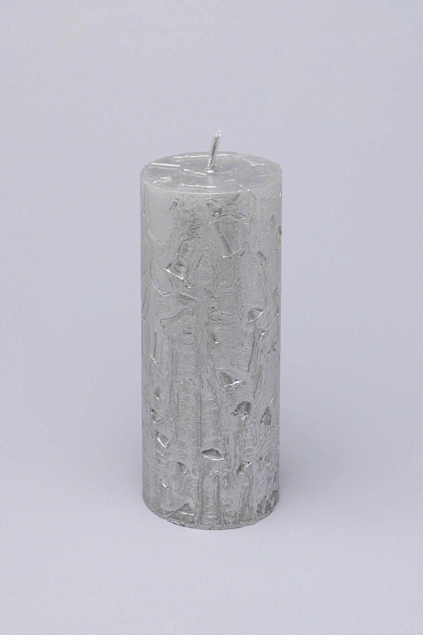 G Decor Candles Silver / Large Adeline Silver Metallic Textured Pillar Candle