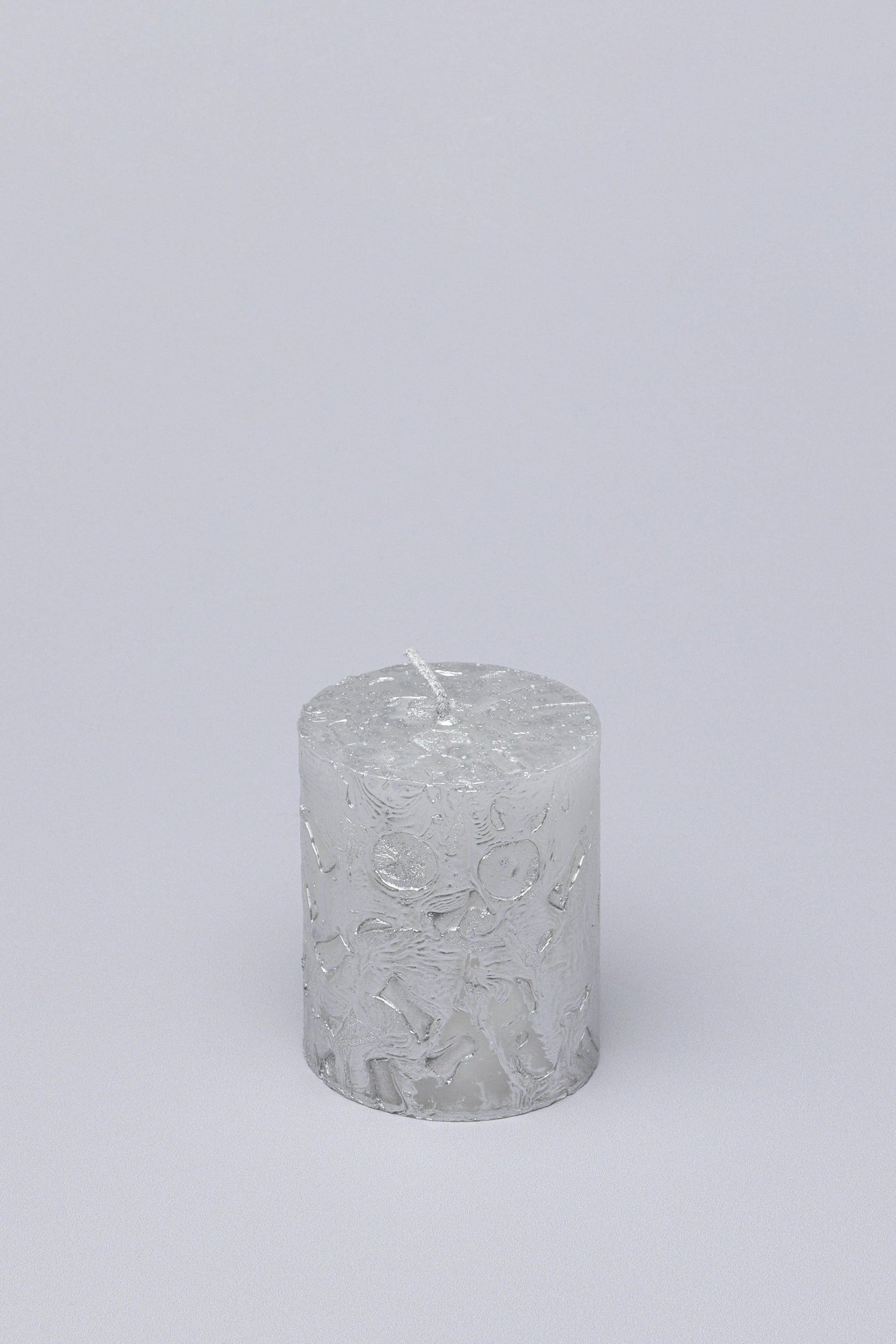 G Decor Candles Silver / Small Adeline Silver Metallic Textured Pillar Candle