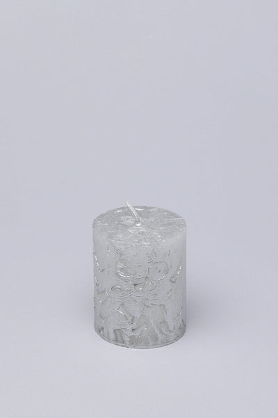 G Decor Candles Silver / Small Adeline Silver Metallic Textured Pillar Candle