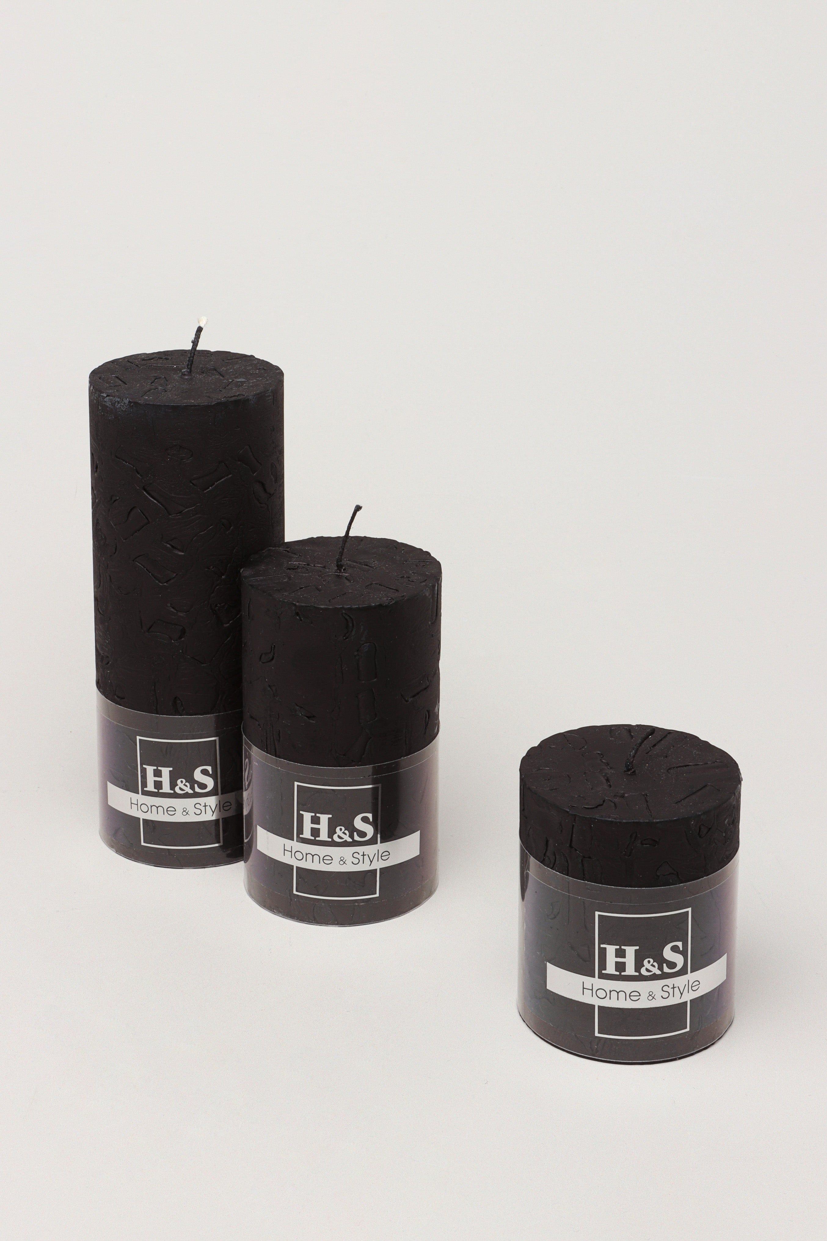 Adelle Obsidian Matte Signature Waxwork Pillar Candle in Deep Black - G Decor