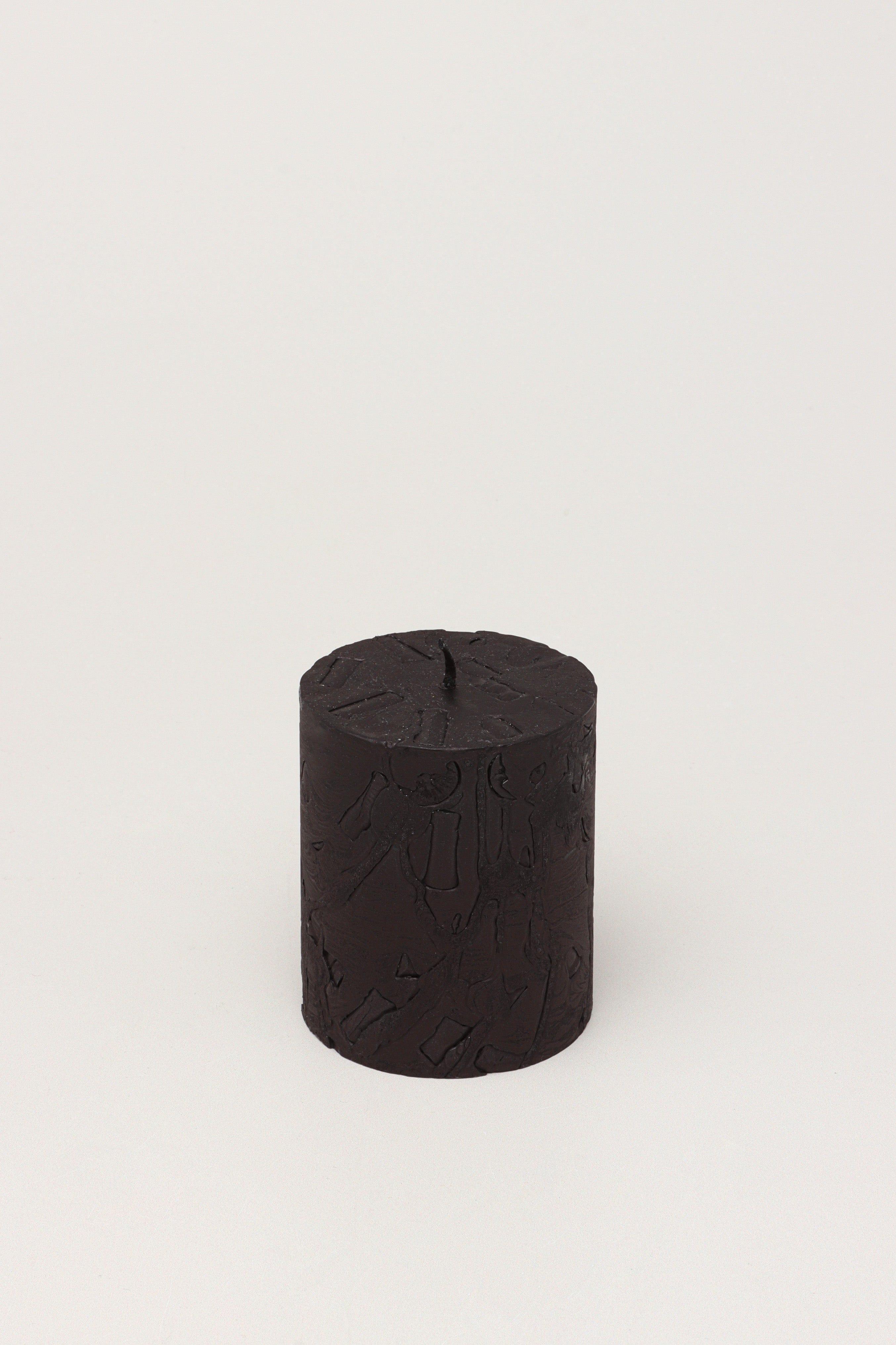 Adelle Obsidian Matte Signature Waxwork Pillar Candle in Deep Black - G Decor
