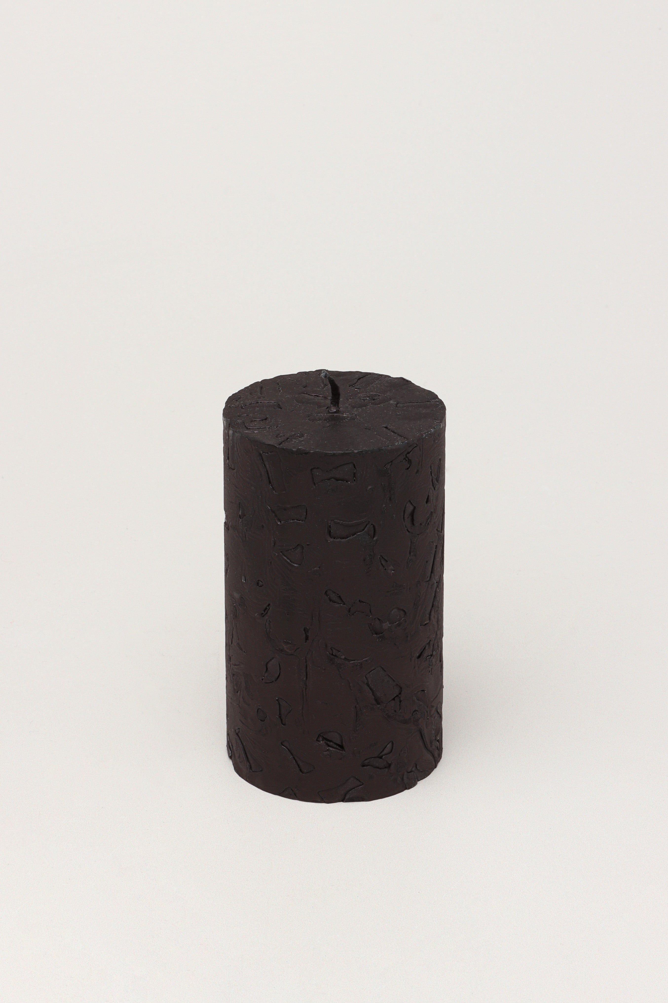 Adelle Obsidian Matte Signature Waxwork Pillar Candle in Deep Black - G Decor