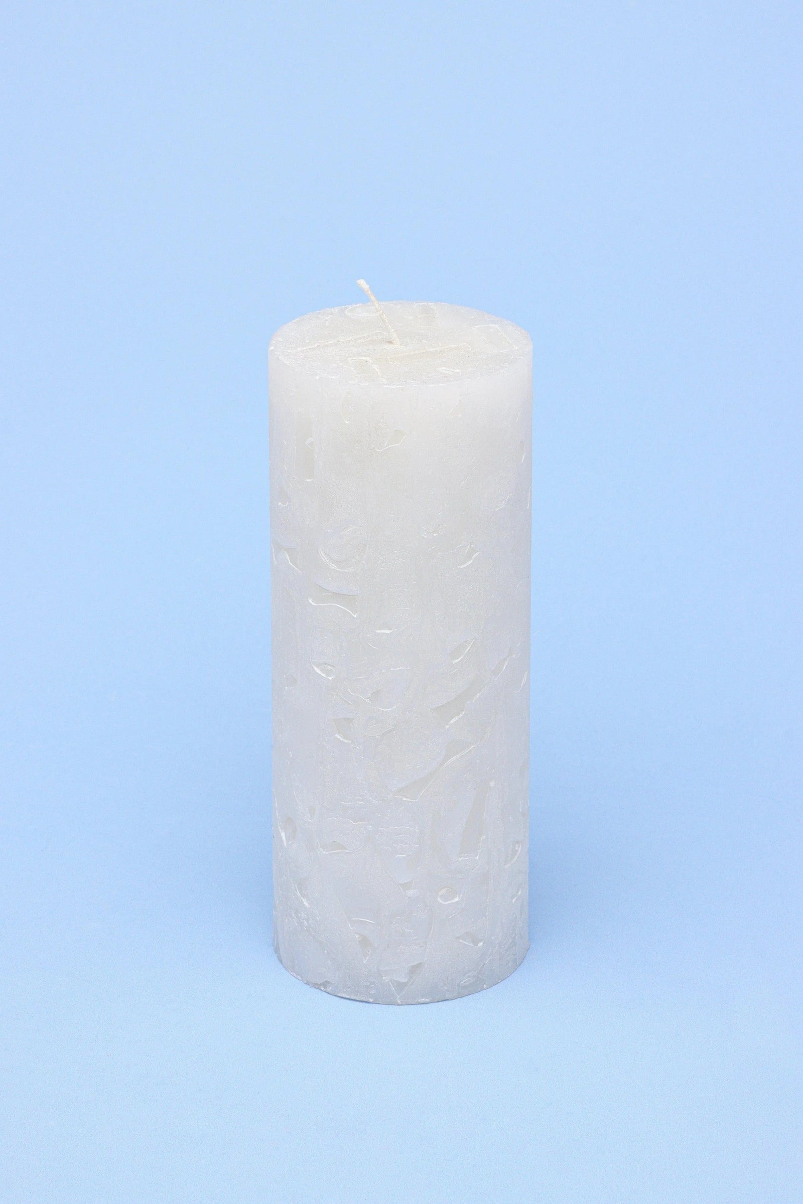 Adelle Pure White Signature Waxwork Pillar Candle — close-up view, G Decor