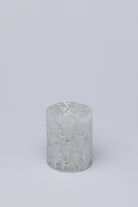 Adelle Silver Veil Signature Waxwork Pillar Candle in Frosted Metallic Grey - G Decor