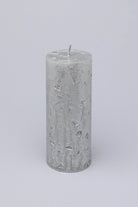 Adelle Silver Veil Signature Waxwork Pillar Candle in Frosted Grey — lifestyle view, G Decor