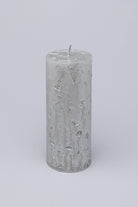 Adelle Silver Veil Signature Waxwork Pillar Candle in Frosted Metallic Grey - G Decor