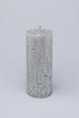 Adelle Silver Veil Signature Waxwork Pillar Candle in Frosted Metallic Grey - G Decor