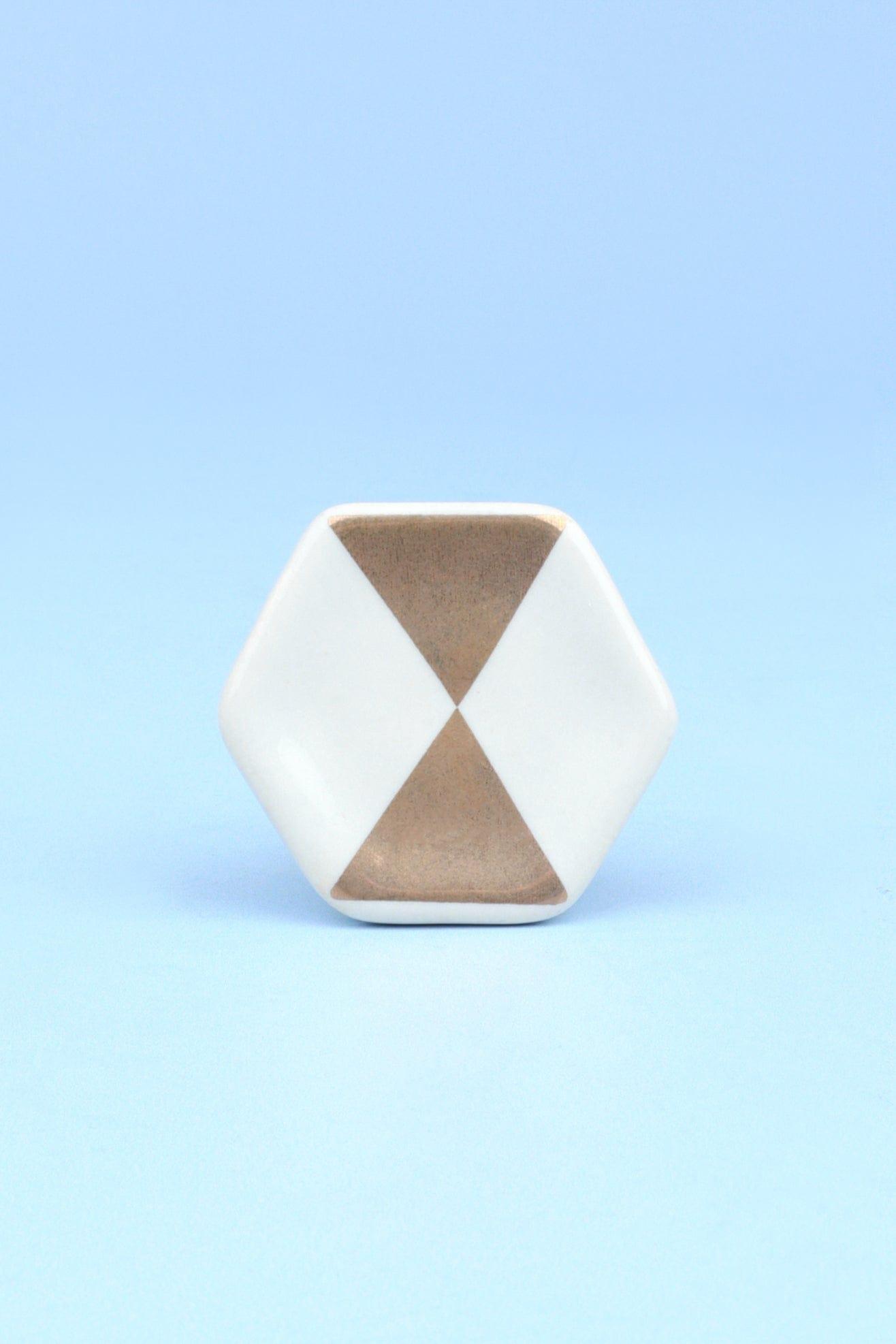 G Decor Cabinet Knobs & Handles Triangle Alma Hive Metallic Stripe Triangle Ceramic Door Knobs