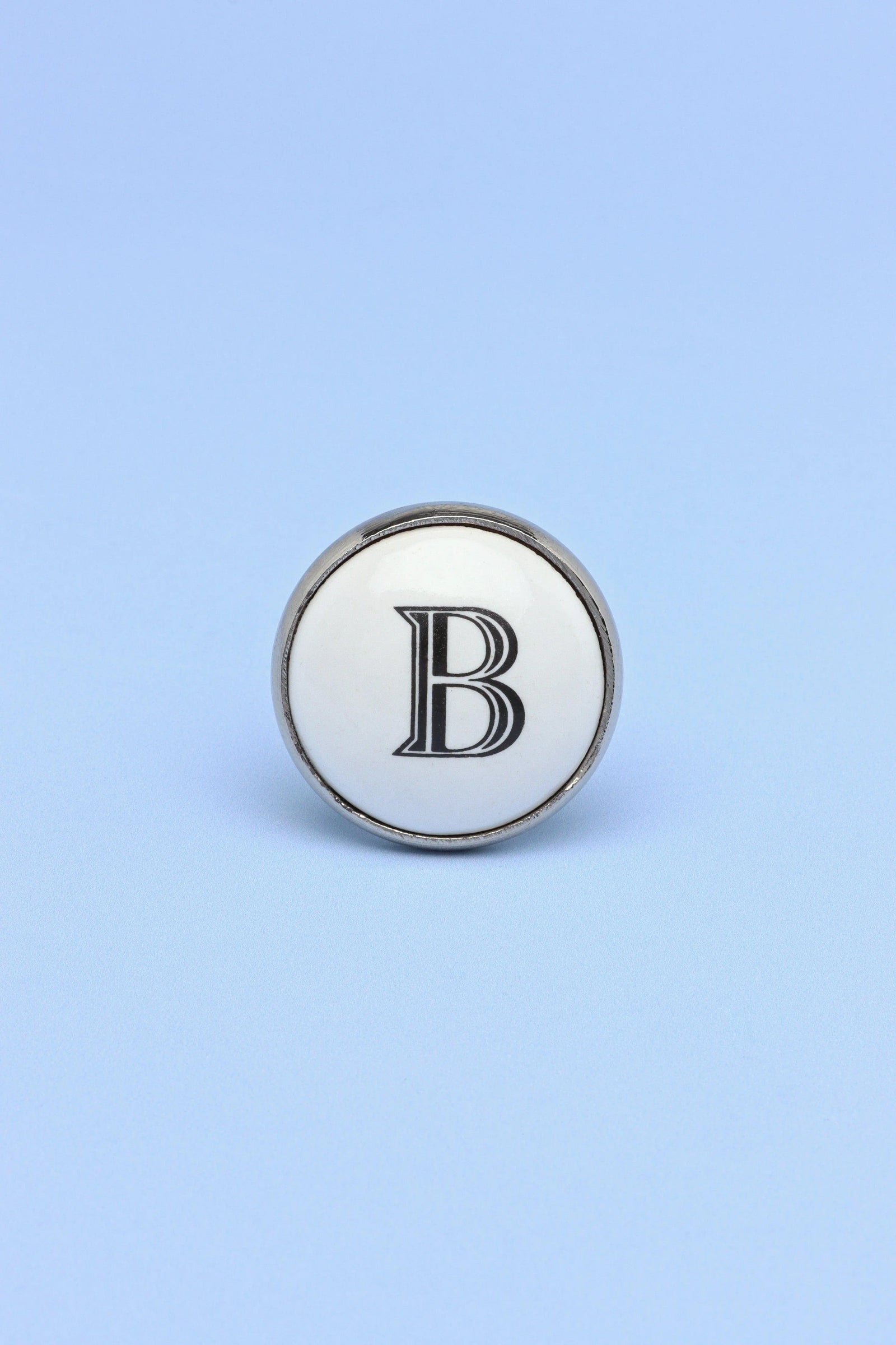 Personalised Alphabet Monogram White Ceramic Cabinet Knob — close-up view, G Decor